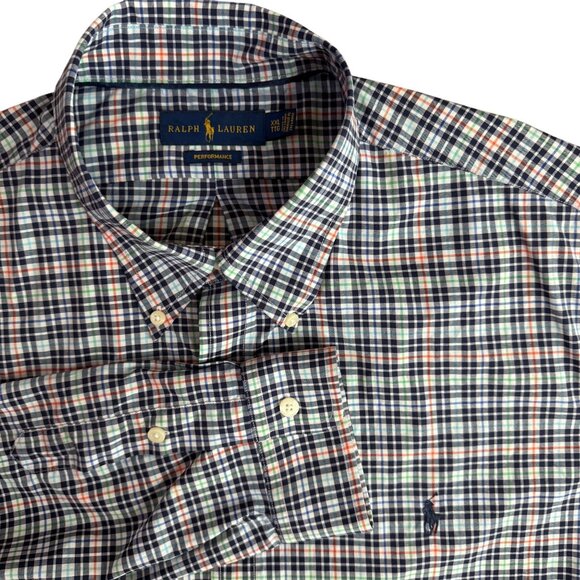 Ralph Lauren Button Down Plaid Dress Shirt Mens Performance Long Sleeve XXL Pony - Picture 1 of 7